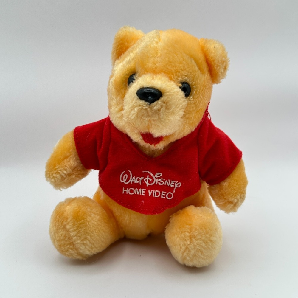VTG Walt Disney Winnie The Pooh Bear Home Video Plush Stuffed Toy 6" Collectible